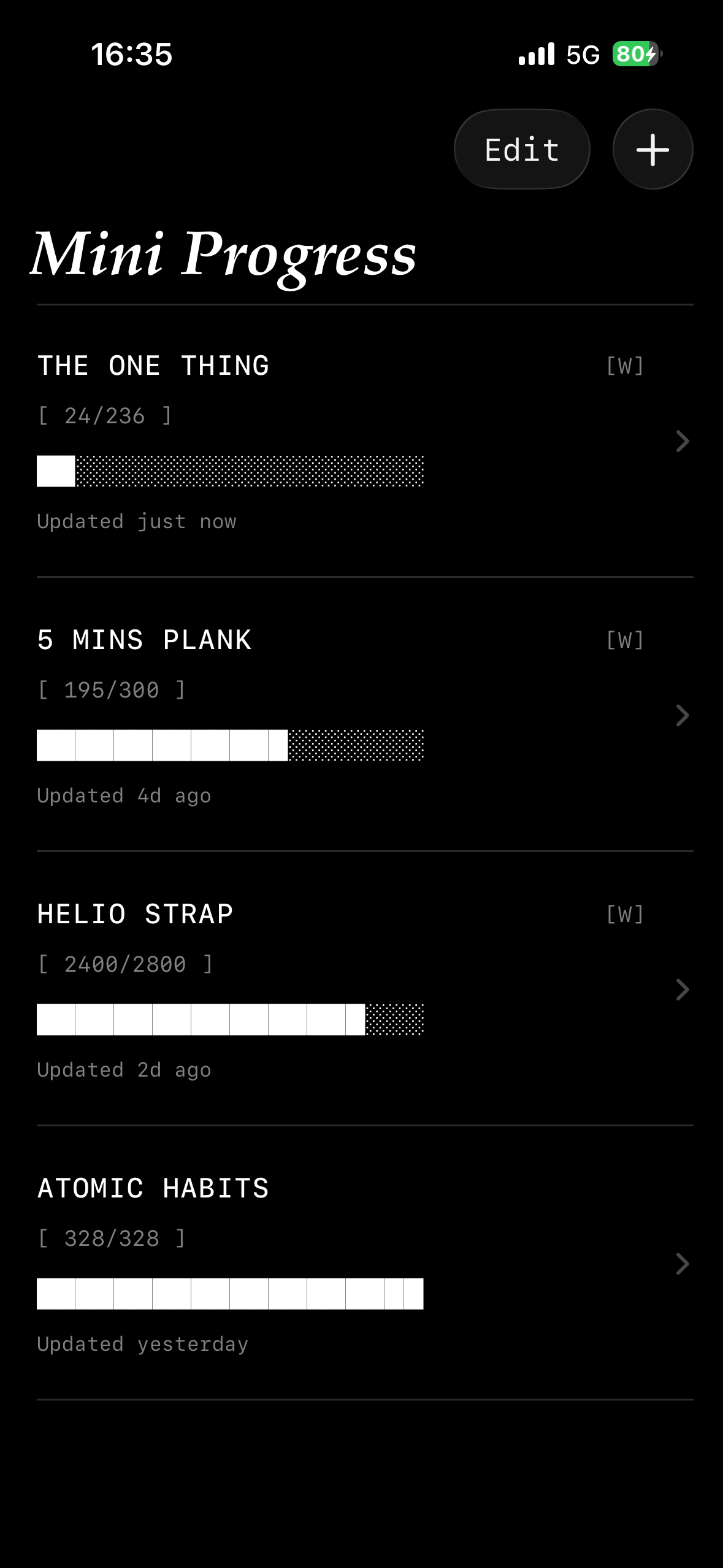 Mini Progress Tracker List